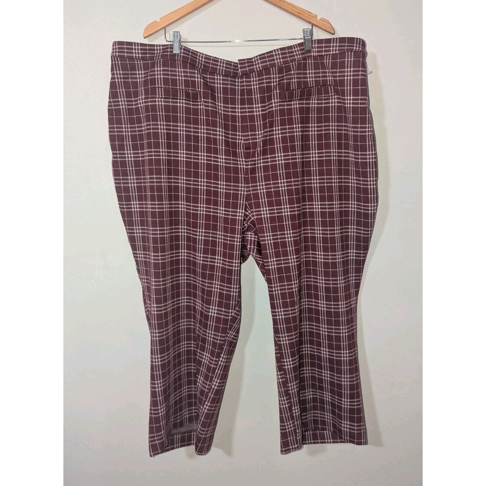 4X Modcloth Plus Size Maroon Plaid Soft Elastic Waist Trousers